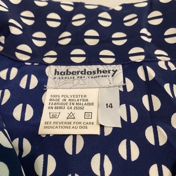 Haberdashery by Leslie Fay pajama Top, Navy/White, size 14 - Picture 4 of 7